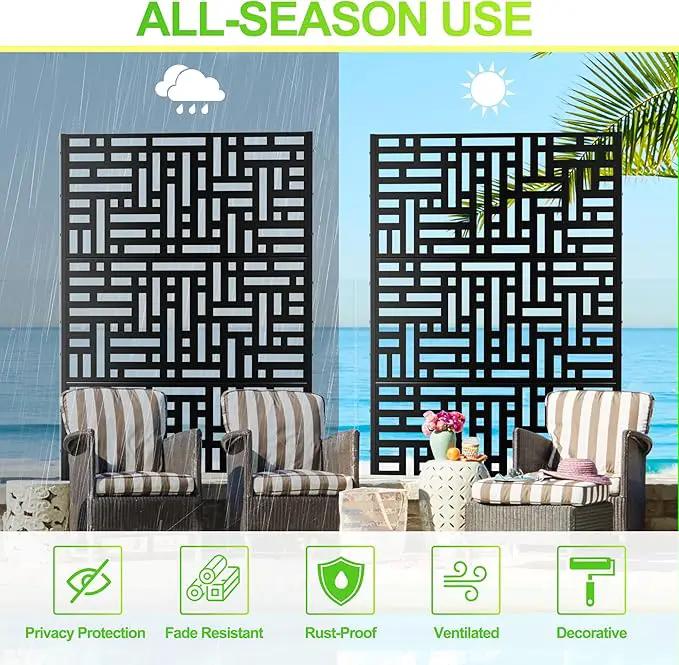 Outdoor Privacy Screen,72" H×47" W Metal Privacy Screen, Freestanding Privacy Fence Panels for Patio by GreenHaven Gardens