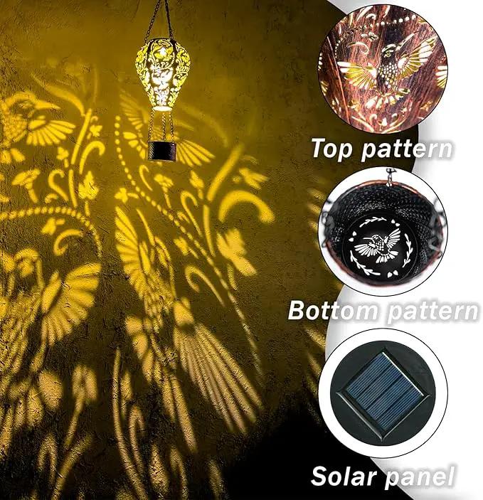 2-Pack Hummingbird Decor Hot Air Balloon Solar Lantern – Outside Decorative Hanging Light for Garden Yard Patio Porch Lawn and Pathway – Unique Housewarming, Birthday Gift for Women Mom Grandma by GreenHaven Gardens