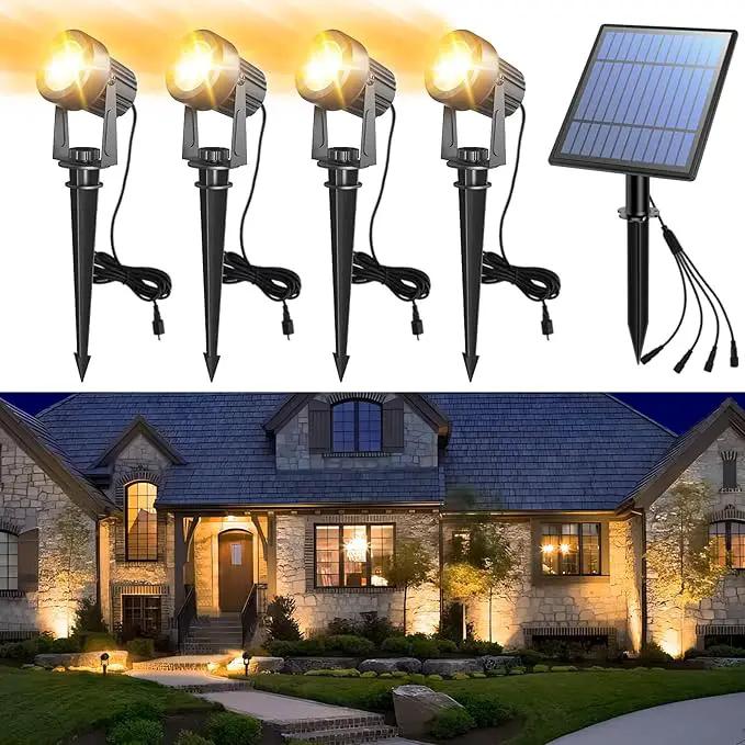 APONUO Solar Spot Lights Outdoor 4-in-1 Solar Landscape Lights Dusk to Dawn Solar Uplights IP65 Waterproof 9.8ft Cable Outdoor Spot Lights for Yard Pathway Garden Tree Decoration (Warm White) by GreenHaven Gardens