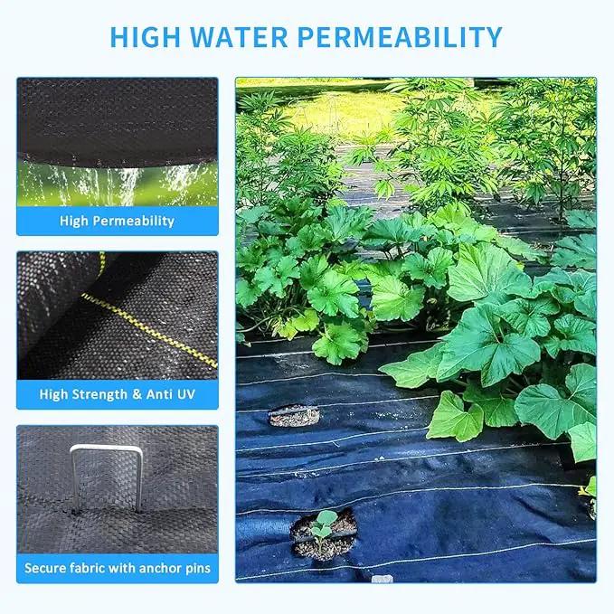 1.3ft x50ft Black Weed Barrier Landscape Premium Fabric-Heavy Duty Woven Ground Cloth with Superior Permeability Weed Control Convenient Design by GreenHaven Gardens