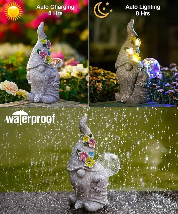 Nacome Solar Funny Gnome Statue for Garden: Outside Decor with Blow Bubbles Ball Lights Clearance for Yard Art Lawn Ornaments Porch Patio Balcony - Birthday Gifts for Grandma Mom Women by GreenHaven Gardens