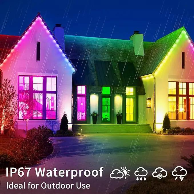 100ft Permanent Outdoor Light,RGB Eaves Lights with App Control Remote,DIY IP67 Waterproof Under Eave Lighting,Outside led Lights for Christmas,Garden,House Decorations by GreenHaven Gardens