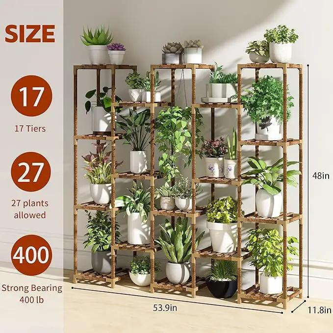 HOMKIRT Plant Stand Indoor Outdoor, 17 Tier Large Tall Plant Shelf for Indoor Plants Multiple, Wood Plant Stand Rack Holder Table for Living Room Garden Patio Window by GreenHaven Gardens