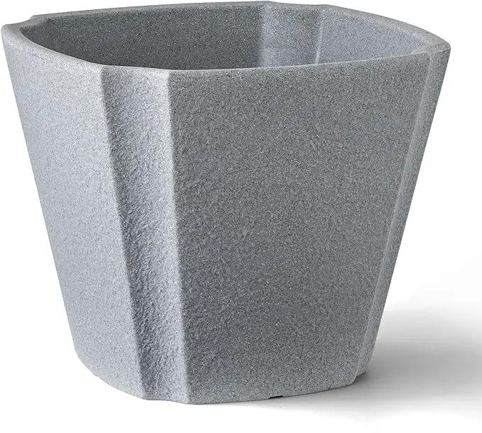 ARBORA 20" Monaco Square Polyresin Indoor and Outdoor Planter with Stone Blend Concrete Gray Finish - Durable, Weatherproof, Lightweight, Large Plant Pot for Patio, Garden, Deck, Entryway by GreenHaven Gardens