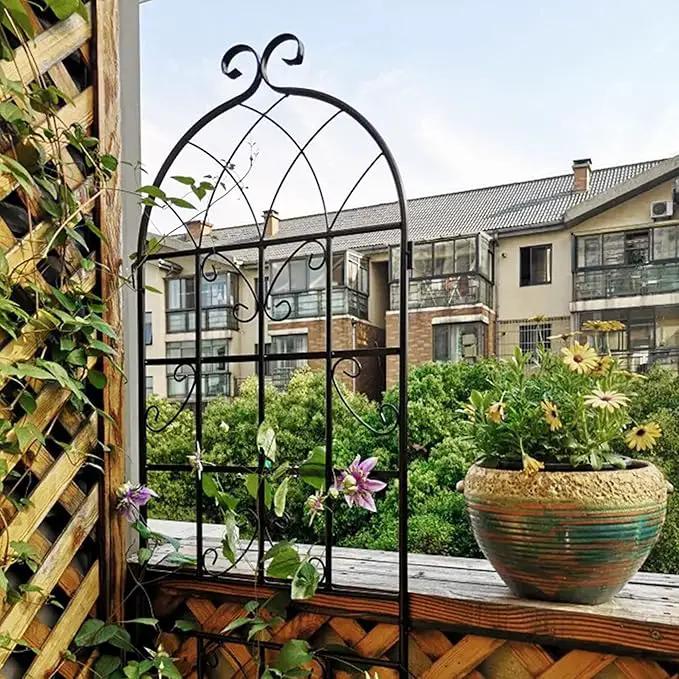 2 Pack Metal Garden Trellis for Climbing Plants 71" x 19.7" Outdoor Fence Rustproof Garden Trellis Support Roses Flower Lawn, Black 6FT by GreenHaven Gardens