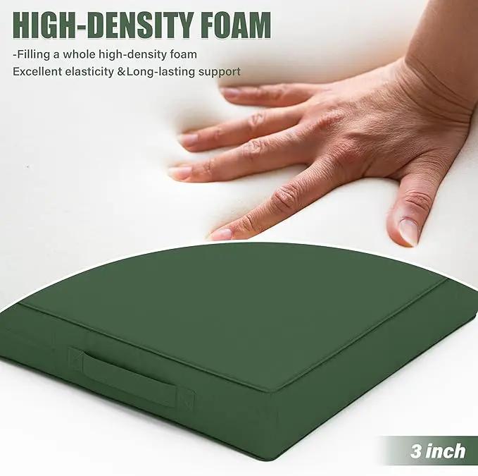 Patio Chair Cushions 17 X 16 X 3 Inch Waterproof Outdoor Seat Cushions for Patio Furniture, Outdoor Sofa Couch Pads with Ties & Handle, Set of 2, Green by GreenHaven Gardens