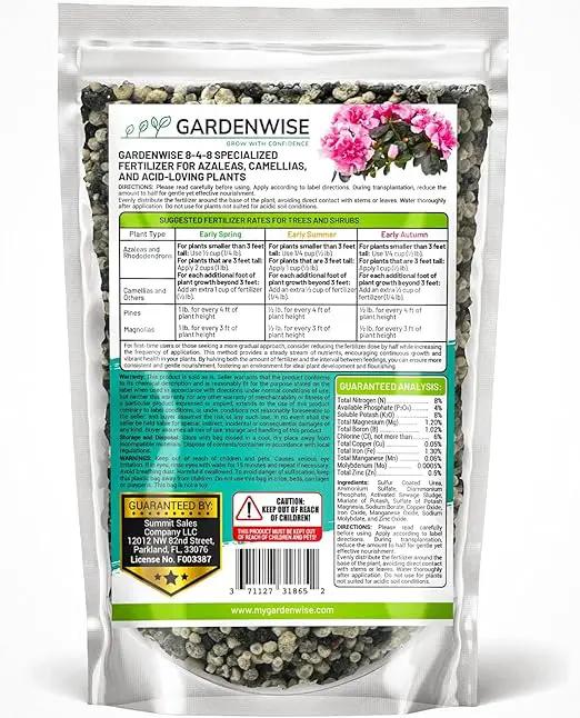 8-4-8 Acidic Fertilizer for Azaleas, Camellias (Camelia), Hydrangeas, Blueberries, Gardenias, Magnolia Trees, Evergreens, and Rhododendrons - Ideal Iron-Rich Plant Food (2 QUARTS) by GreenHaven Gardens
