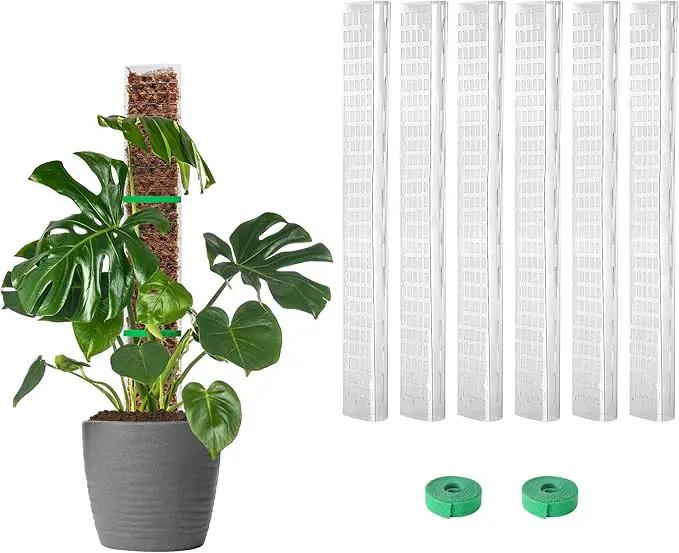 EOX 6 Pcs 24 Inch Plastic Moss Pole for Plants Monstera, Plant Poles for Climbing Plants, Plant Support for Indoor Plants Work with Sphagnum Moss, Garden Ties by GreenHaven Gardens
