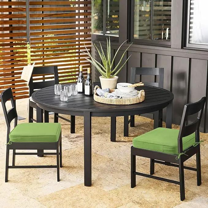 Outdoor Sunbrella Square Corner Seat Cushion, 19"x19"x3", Set of 4, Non Slip Seat Cushion Pads with Removable Cover for Patio Furniture, Garden Yard Lawn, Canvas Ginkgo by GreenHaven Gardens