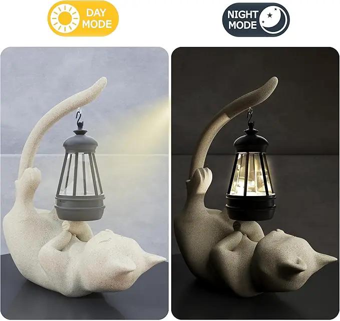 Solar Cat Garden Statue 10 Inch Porch Patio Decor for Outside Yard Decoration Outdoor Unique Housewarming Gardening Birthday Gifts for Cat Lovers Women Grandma by GreenHaven Gardens