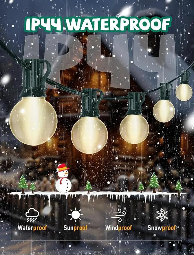 G40 Globe Christmas Lights Outdoor, 25FT Frosted White String Lights with 27 Incandescent Bulbs, Hanging Patio String Lights Waterproof for Indoor Home Garden Backyard Holiday Party Xmas Tree Decor by GreenHaven Gardens