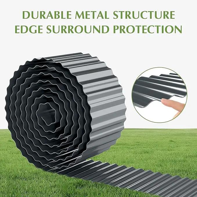 Metal Garden Edging Border, Corrugated Steel Landscaping, DIY for Lawn (Black, 10 Inch x 10FT) by GreenHaven Gardens