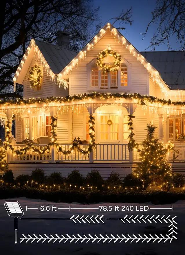2-Pack 480LED 170FT Total Solar Outdoor Lights IP65 Waterproof Solar Powered Lights with 8 Lighting Modes for Party Garden Yard Home Holiday Tree Decoration Lighting, Warm White by GreenHaven Gardens