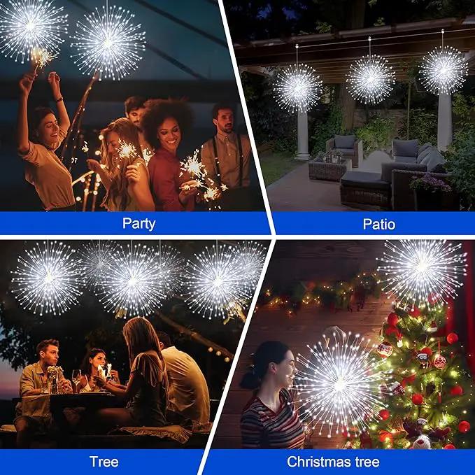 Solar Firework Lights Outdoor, 600 LED Starburst Light Outdoor with USB Rechargerable, 8 Modes Waterproof Solar Hanging Lights for Gazebo Yard Party Wedding Decorations(White, 600 LED) by GreenHaven Gardens