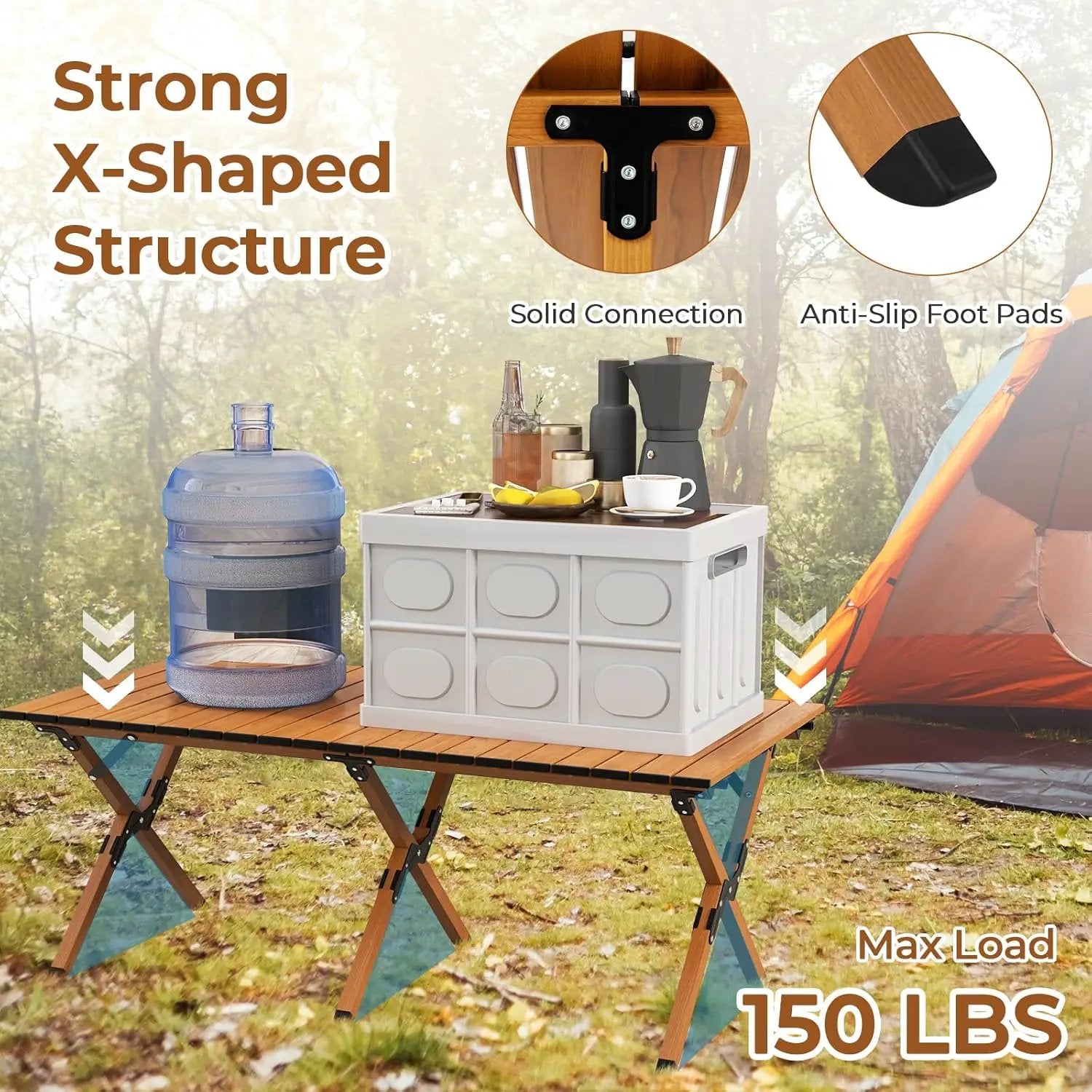 GYMAX Folding Camping Table, Aluminum Roll-Up Picnic Table with Carrying Bag, Portable Low Beach Table for Outdoor Travel, Hiking, Party, BBQ, Backyard by GreenHaven Gardens