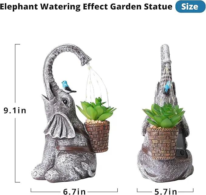 Solar Elephant Watering Effect LED Lights Garden Statue, Outdoor Garden Decor for Lawn, Balcony, Yard, Gifts for Mom, Grandma, Wife by GreenHaven Gardens
