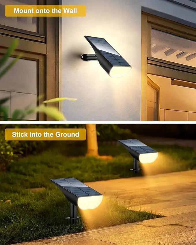 BAXIA TECHNOLOGY Solar Spot Lights Outdoor Waterproof, 3 Lighting Modes Solar Yard Light Spotlight, Dusk to Dawn Outdoor Solar Lights for Pathway Driveway Landscape, Warm White, 6 Pack by GreenHaven Gardens