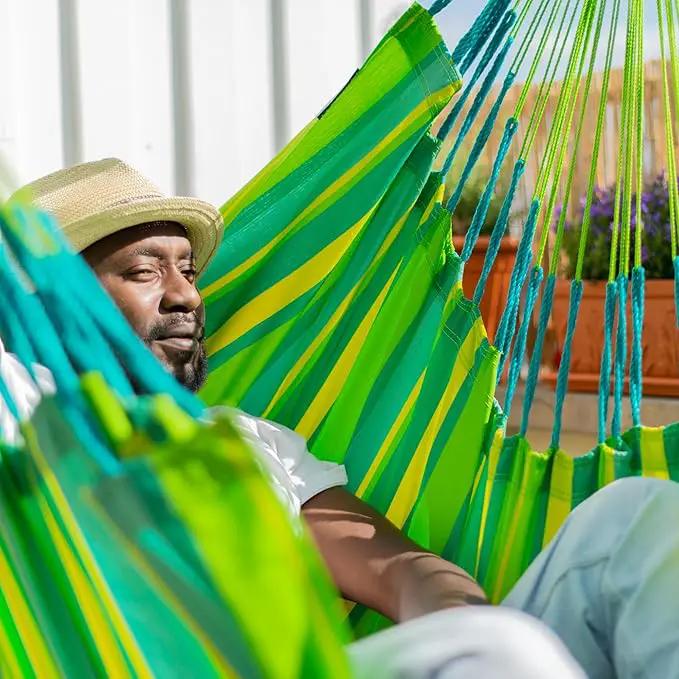 LA SIESTA® - XL King Domingo Hammock Swing Chair - Weather & Tear Resistant Hanging Hammock Chair - Indoor Outdoor Hammock Chair Swing - Hanging Chair for Patio Porch Bedroom - Max 355 Lbs, Lime by GreenHaven Gardens
