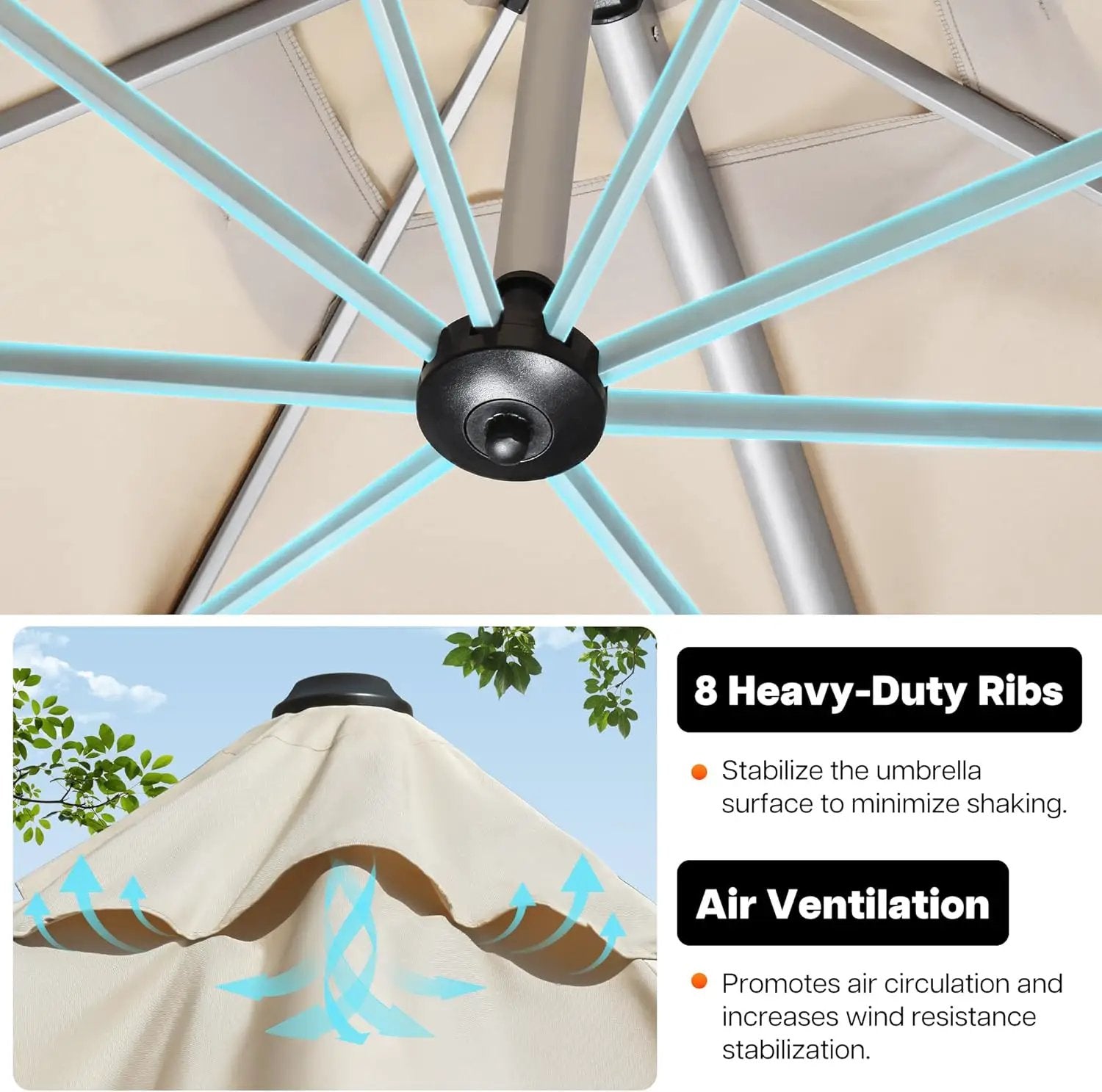 Patio Umbrella, 9' X 12' Outdoor Cantilever Umbrella with 360-degree Rotation for Garden, Deck, Backyard, Pool and Beach, Beige by GreenHaven Gardens