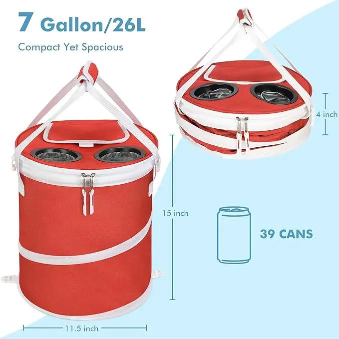 Tirrinia Large Pop-Up Golf Cooler Bag- Insulated Collapsible Cooler with Flat Drink Table for Golf Cart, Lightweight and Portable Ice Beach Cooler for Travel, Fishing, Picnics, Hiking, Camping by GreenHaven Gardens