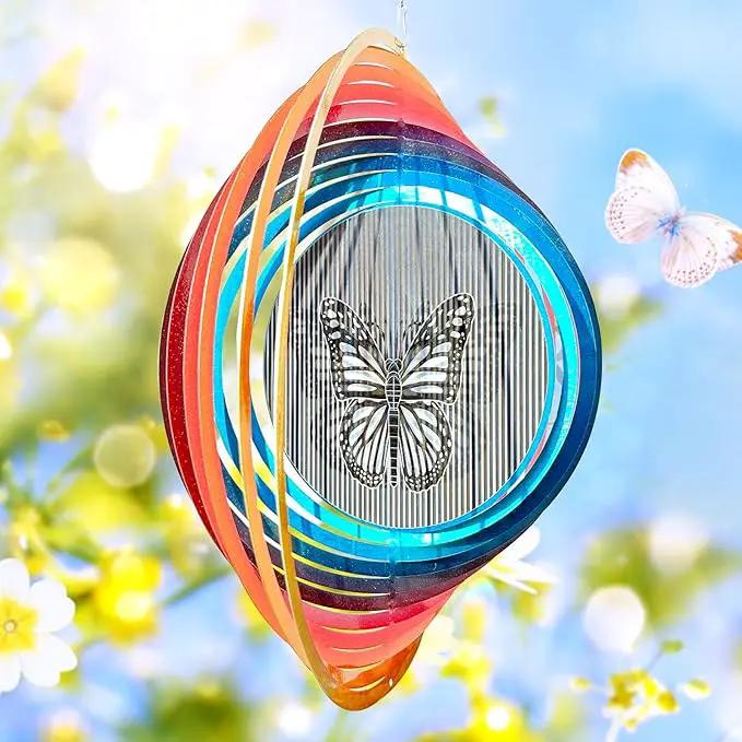 Wind Spinner Creates a Fluttering Butterfly 3D Animations Effect,Wind Spinners Ouddoor Butterfly Gift for Women/Grandma/Mom/Wife,12inch Mandala Wind Spinner Hanging Garden Yard Art Decor by GreenHaven Gardens