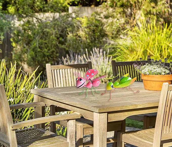 GIFTME 5 Outdoor Wall Decorations,Ladybug and Mantis Metal Outdoor Decor,Set of 2 Metal Yard Art-Perfect Garden Lover Gifts by GreenHaven Gardens