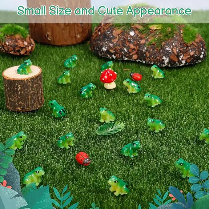 100 Pcs Mini Resin Frogs, Cute Green Frog Tiny Frogs Mini Frogs Figurines Miniature Frogs Animals Figurines Ornament for DIY Crafts Landscape Aquarium Dollhouse Fairy Garden Decor Potted by GreenHaven Gardens