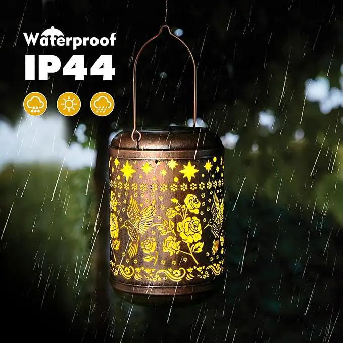 Kaixoxin 2 Pack Solar Garden Decor Metal Lantern Hummingbird Table Lamp Bronze Outdoor Dercoration Great Gift for Women Mon Grandma Hanging Lights for Patio Courtyard Garden by GreenHaven Gardens