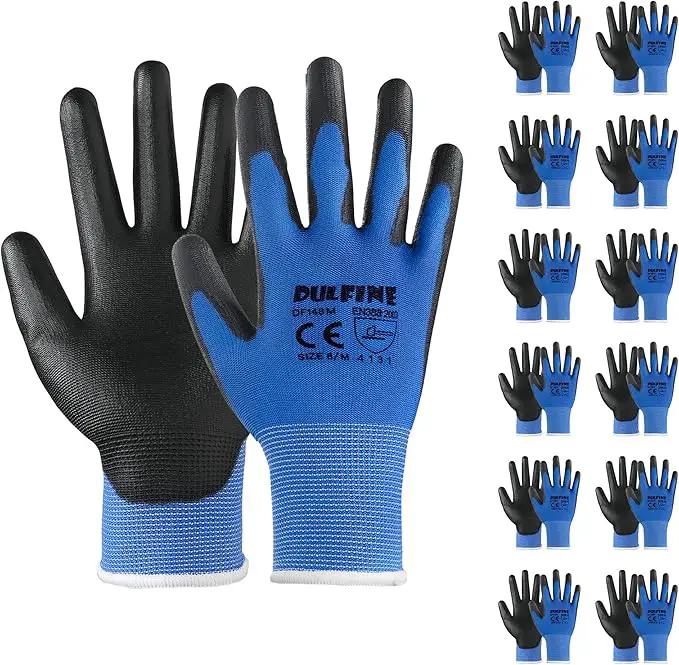 DULFINE Safety Work Gloves PU Coated-12 Pairs,Blue Seamless Knit Glove with Polyurethane Coated Smooth Grip on Palm & Fingers, for Men and Women, Ideal for General Duty Work (XX-Large) by GreenHaven Gardens