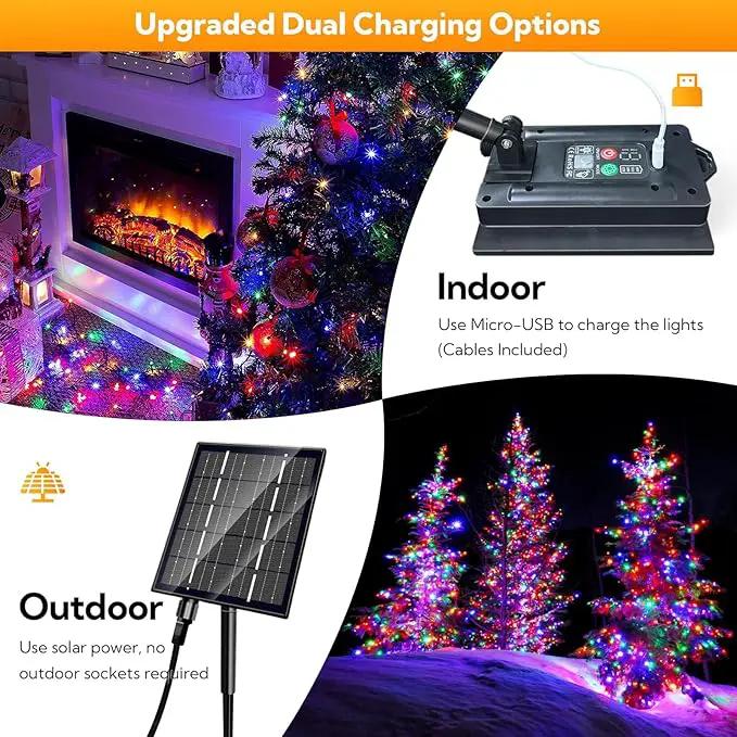 Solar Christmas Lights Outdoor Waterproof, 400 LED 137FT Solar Powered LED String Lights Green Wire with 19 Modes Waterproof Fairy Lights for Bedroom Patio Garden Tree Party Yard Decoration by GreenHaven Gardens