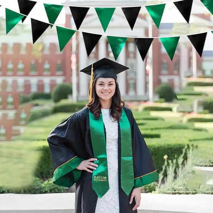 Black Green Party Decorations Metallic Fabric Triangle Pennant Banner Flag Bunting Garland for Video Game Soccer Birthday Graduations Wedding Bachelorette Halloween Outdoor Holiday Party Supplies by GreenHaven Gardens