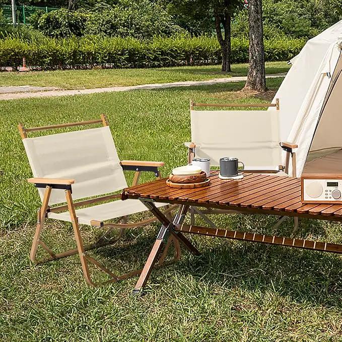 Outvita Portable Folding Camping Chair, 2pcs Ultralight Low Beach Chair, Durable Aluminum Frame Armchairs for Hiking Concert Fishing Picnic, Supports 225Lbs by GreenHaven Gardens