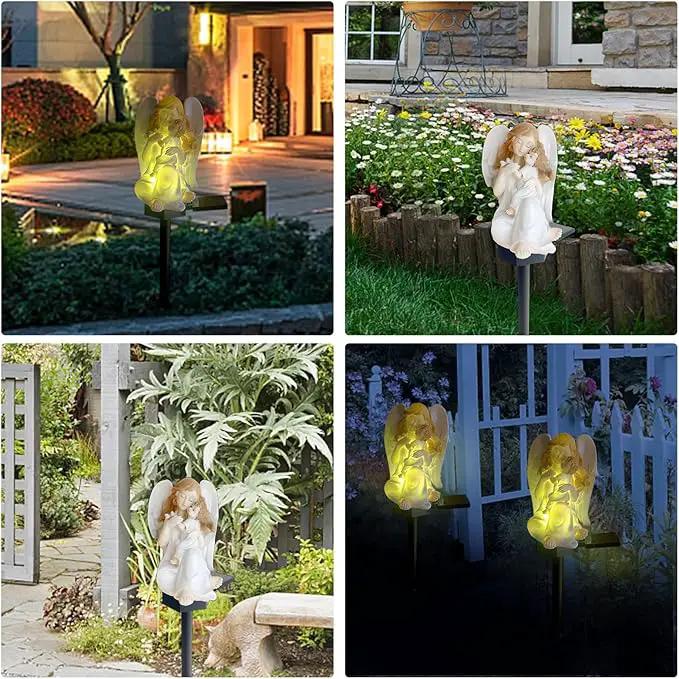 QH & Garden 2-Pack Angel Solar Garden Light - LED Waterproof Lights Mother's Day Gift,Solar Powered Garden Stake Lights for Balcony, Yard, Lawn, Pathway, Walkway-Angel Statues Grave Decorations by GreenHaven Gardens