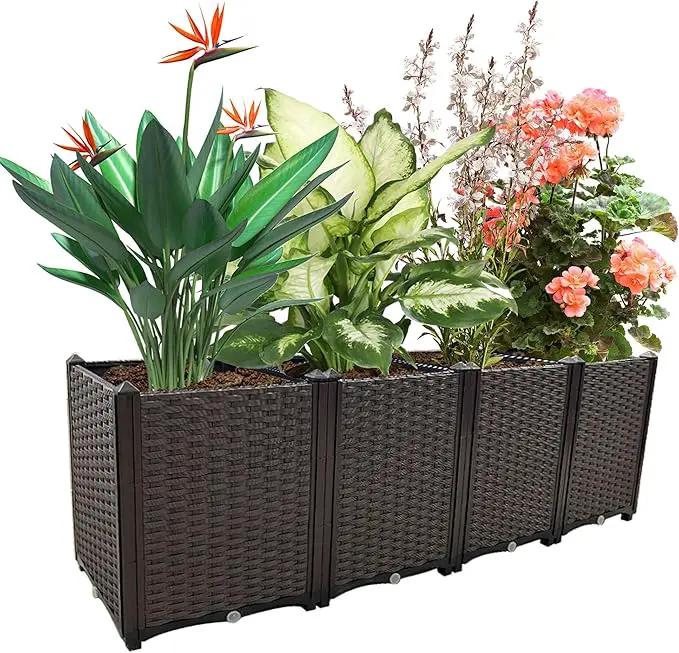 Large Planters for Outdoor Plants pots Elevated Garden Boxes Raised Garden Bed Garden Patio Balcony Deck to Planting Flowers Vegetables Tomato and Herbs by GreenHaven Gardens