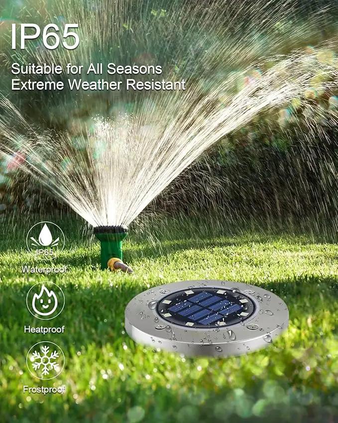 UFOND 8 Pack Solar Ground Lights, Outdoor Waterproof Solar Garden Lights Decor, Disk Solar Deck Lights, Landscape Lighting for Patio Pathway Yard,Outdoor Lights (Cold White) by GreenHaven Gardens
