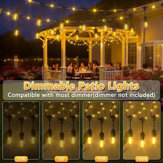 Outdoor String Fairy Lights, 24ft Dimmable Patio Lights with 12+1 S14 Retro Edison Bulbs & 72 Fairy Rope, IP65 Waterproof, LED Outside Hanging Light for Backyard Gazebo Bistro, 10 Strands Connectable by GreenHaven Gardens