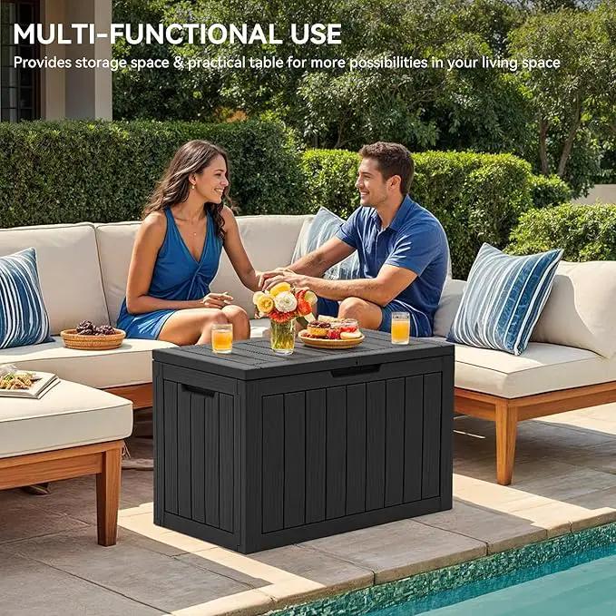 YITAHOME 45 Gallon Deck Box, Outdoor Storage Box for Patio Cushions, Outdoor Tools, Gardening Tools, Sports Equipment, and Throw Pillows, Lockable and Waterproof, Black by GreenHaven Gardens