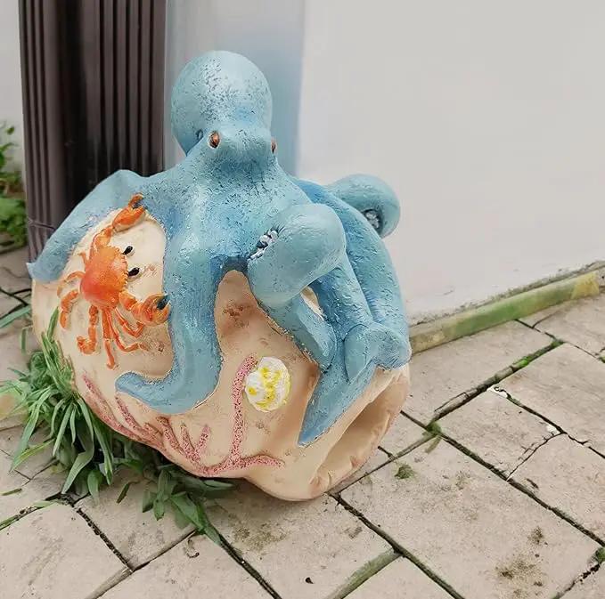 Octopus Statues Gutter Downspout Extension Statues Garden Decoration,Resin Statue Outdoor Decor,Animal Downspout Diverter,Decorative Gutter Extension,3"×4" Downspout Extender Diverter Splash Block by GreenHaven Gardens