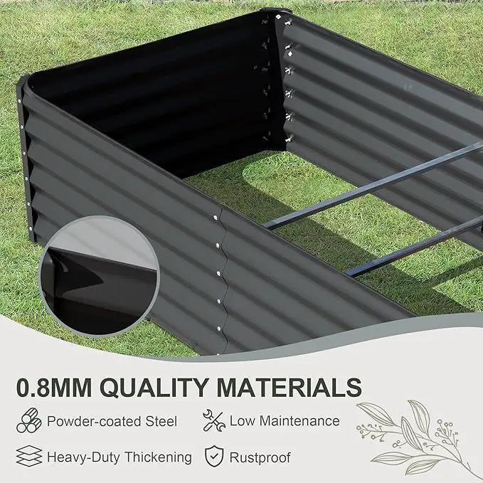 Domi Raised Garden Beds Outdoor, 6x3x2ft Thickening Tall Metal Rectangular Deep Root Box Planter for Vegetables, Flowers, Herbs, and Succulents 2" Deep w/ 256 Gallon Capacity - Dark Gray by GreenHaven Gardens