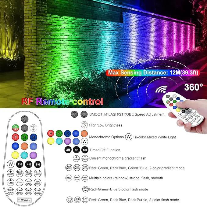 CLY 4-in-1 Solar Spot Lights Outdoor Color Changing, Solar Landscape Spotlights RGB Lighting IP66 Waterproof 45.93ft Cable Auto ON/Off Adjustable Garden Spotlight for Yard, Garden, Pool, Lawn, Statue by GreenHaven Gardens