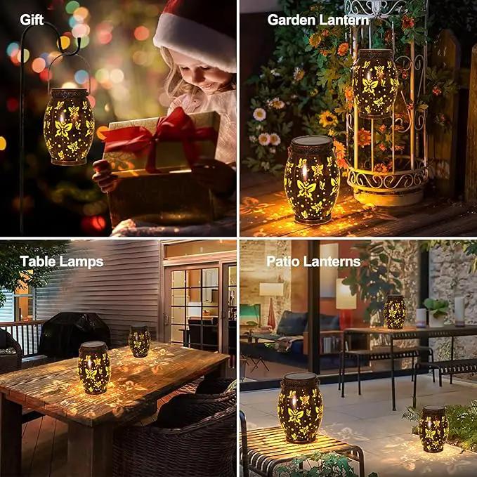 2 Pack Solar Lantern Butterfly Solar Outdoor Waterproof Hanging Metal Solar Powered Patio Lanterns Garden Solar Lights Outdoor Decorative Gifts for Women by GreenHaven Gardens