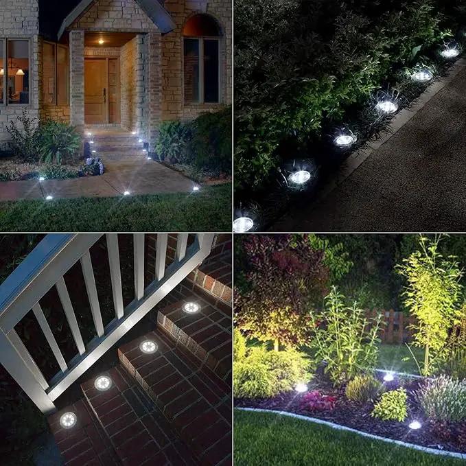 ODEETRONIC Solar Ground Lights, 12 Packs 8 LED Solar Disk Lights, Outdoor in-ground Light Waterproof, Round Solar-Powered Puck Light Flat Lamps for Landscape Pathway Yard Garden Walkway, Cool White by GreenHaven Gardens