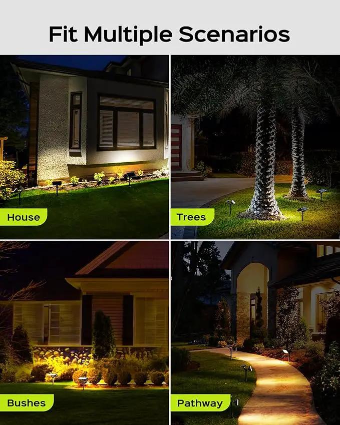 JACKYLED 84-LED Solar Spotlights 5 Lighting Modes 360° Adjustable IP65 Waterproof Super Bright Overnight Solar Spot Lights for Outside with Extendable Spike for Yard, Garden, Lawn, Pathway, 4 Pack by GreenHaven Gardens