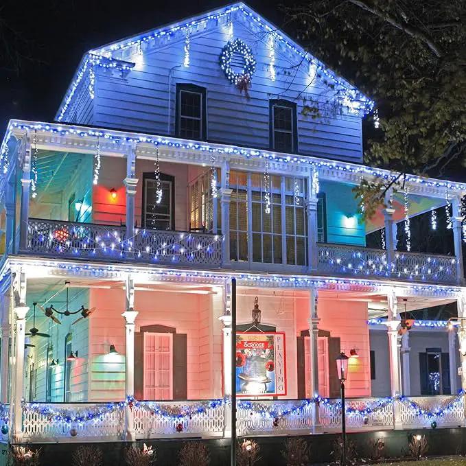 300 LED Christmas Lights Outdoor - 99ft Extra Long Christmas String Lights 8 Modes Plug in Waterproof Fairy Lights with Timer Memory for Indoor Outside Bedroom Home Party Decoration, Blue&White by GreenHaven Gardens