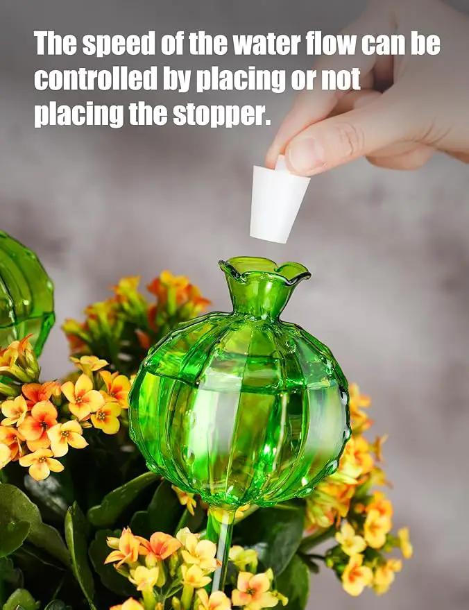 NiHome Cactus-Shaped Glass Plant Self-Watering Globes 6-Pack, Glass Waterer Stakes for Potted Plants, Automatic Mini Irrigation System, Adorable Gardening Tool (Green, 3 Large + 3 Medium) by GreenHaven Gardens