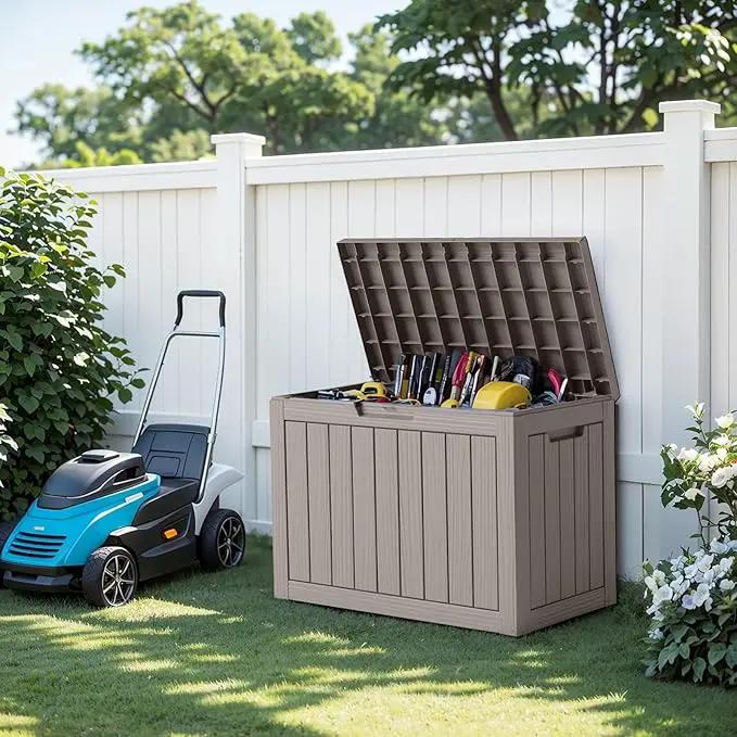 DRATO 45 Gallon Deck Box, Outdoor Storage Box for Patio Furniture, Patio Cushions, Gardening Tools, Pool Supplies 480lbs Weight Capacity,Waterproof Resin Storage Boxes by GreenHaven Gardens