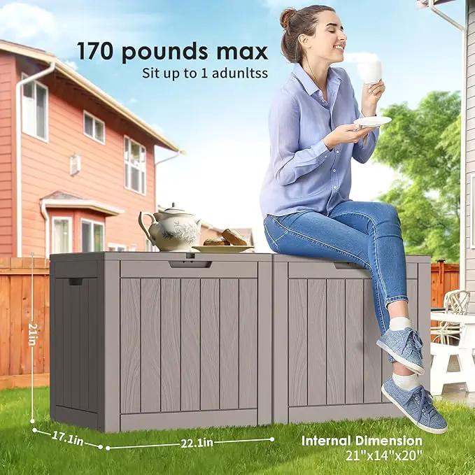 DRATO Deck Boxes, 31 Gallon Outdoor Storage Box for Patio Cushion, Sports Equipment, Garden Tools, Waterproof and UV Resistant, Lockable (Grey) by GreenHaven Gardens