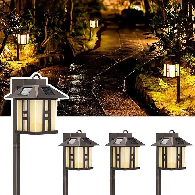 GIGALUMI Japanese Decor Solar Lights for Outside, Pathway Lights 4 Pack - Lawn/Patio/Yard/Walkway/Driveway Decoration by GreenHaven Gardens
