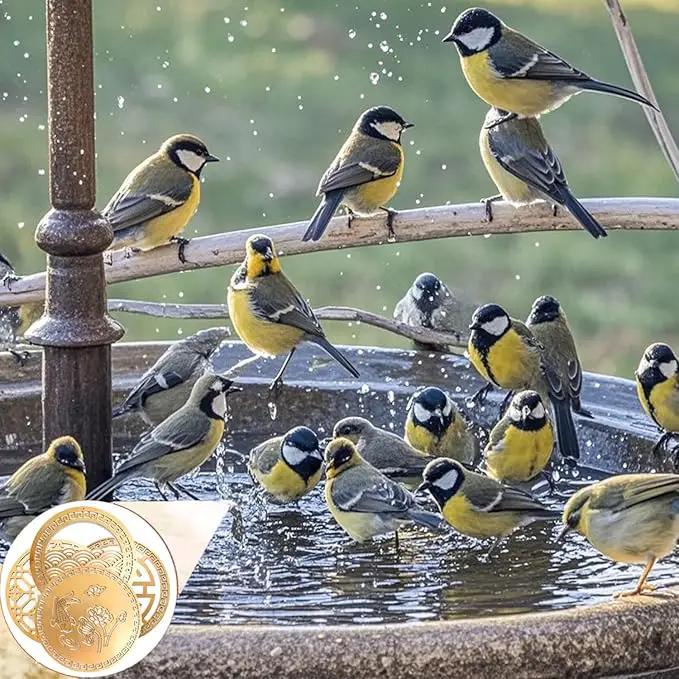 Copper Bird Bath Purification Disk, Water Wiggler for Bird Bath, Bird Bath Copper Disk, 1mm Reinforced 99% Pure Copper Cleaning Disk, Universal Fit for Outdoor Birdbaths, 4 Inch in Diameter (G) by GreenHaven Gardens