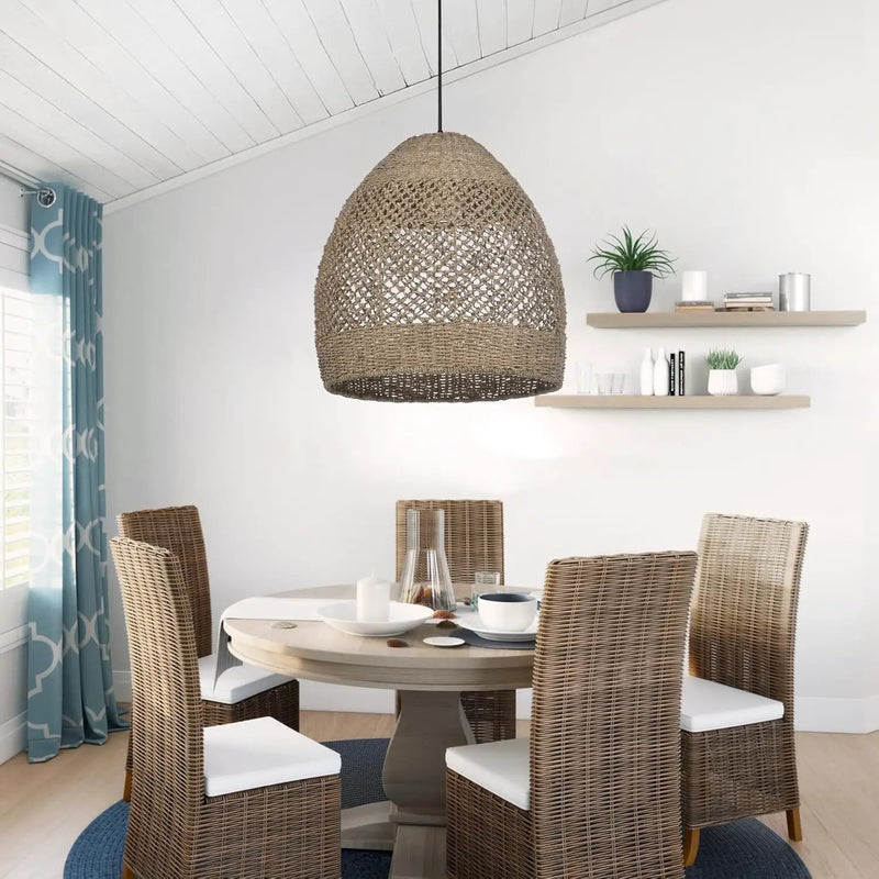 Arturesthome Boho Chandelier, Rustic Rattan Basket Woven Pendant Light Coastal Light Fixture, Farmhouse Wicker Hanging Lighting for Dining Table Kitchen Island Bedroom D17.7in by GreenHaven Gardens